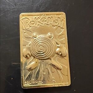 Vintage 1999 Gold Plate #61 Poliwhirl Pokemon Trading Card metal